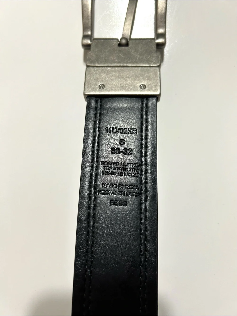 Levi's Men’s Dark Brown Leather Belt with Brushed Silver Buckle